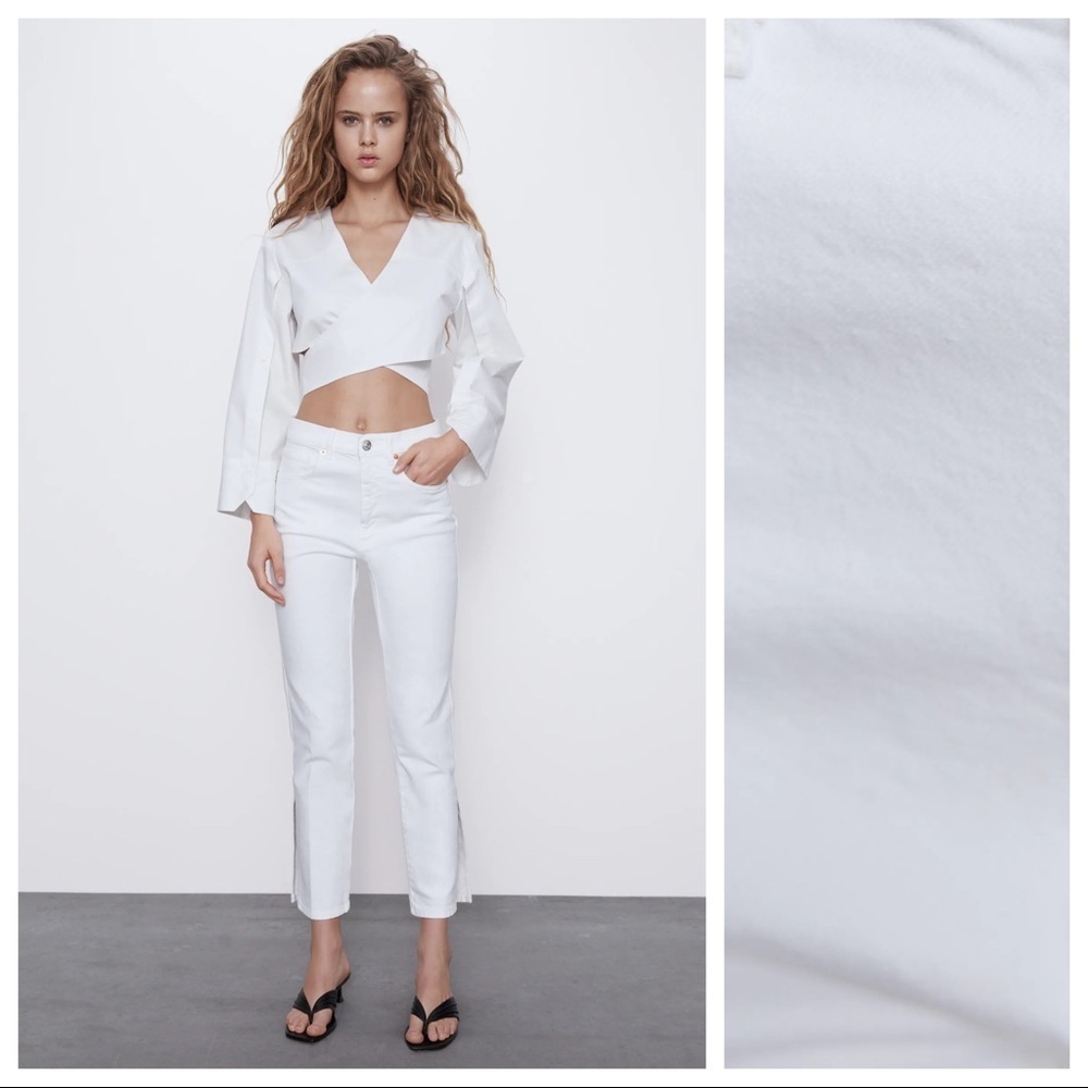 NWT. Zara White Slim Mid-rise Jeans. Size 8.